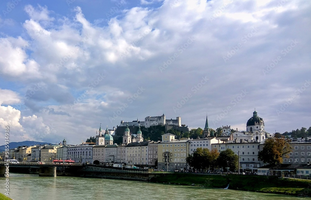 Naklejka premium old city on the river