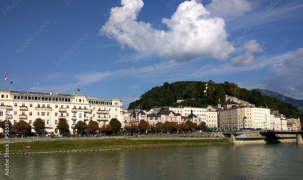 old european city on the banks of the river