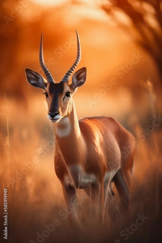 Antelope in savanna under scorching sunlight. Generative AI. © Hanna