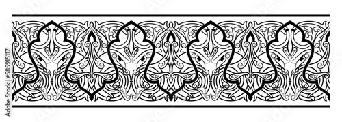 Ornamental stencil in oriental style. Drawing on the wall, furniture and other surfaces. Decor for the interior. Ornament for printing and making stencils.