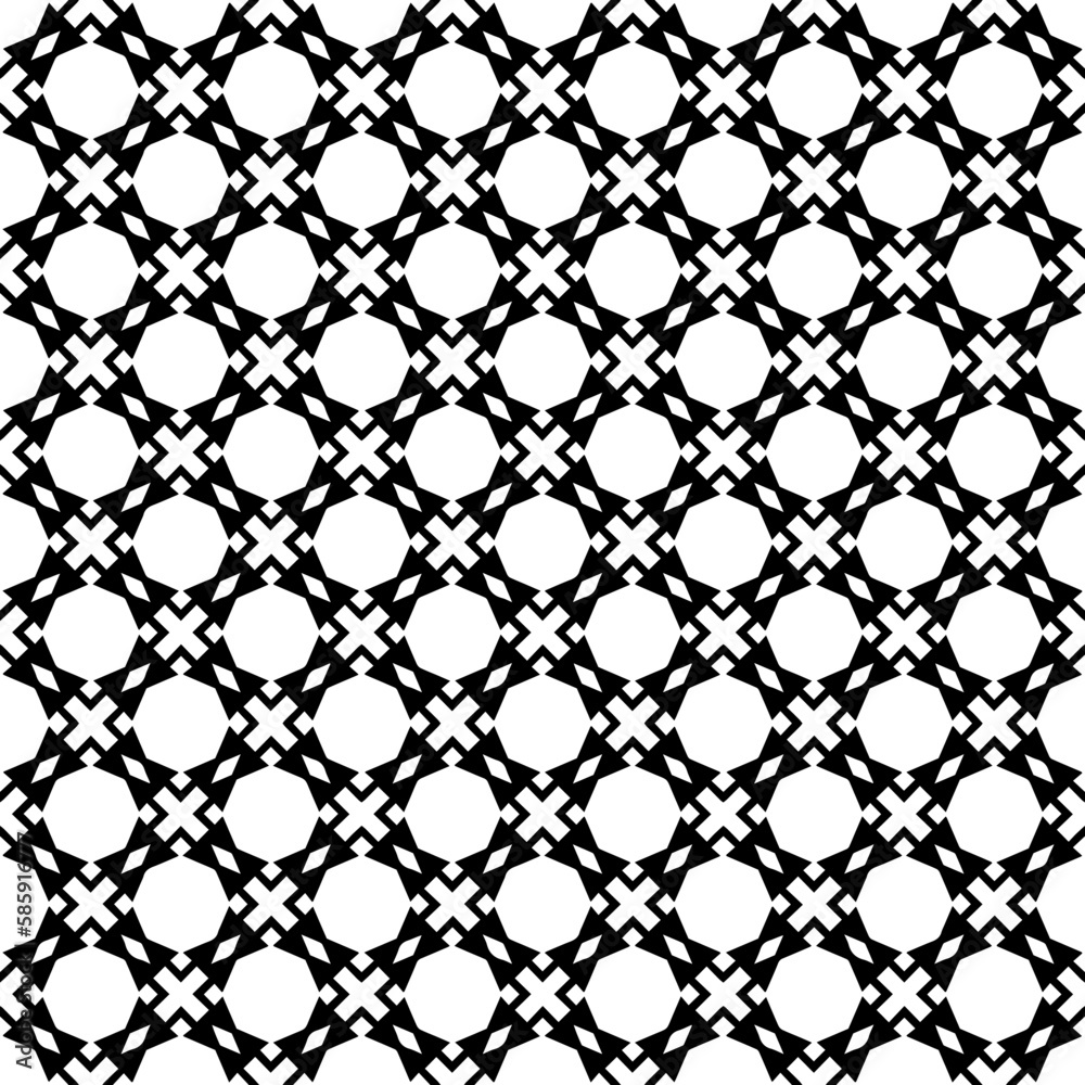 Fototapeta premium Black and white seamless pattern texture. Greyscale ornamental graphic design. Mosaic ornaments. Pattern template. Vector illustration. EPS10.