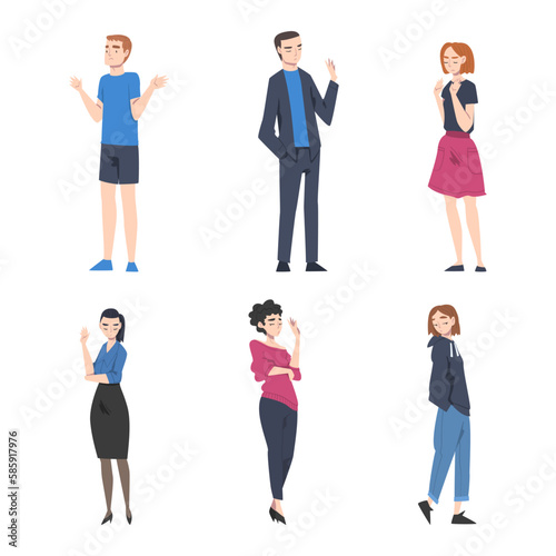 Young Man and Woman with Contempt Look on Face Showing Rejection and Refusal Gesture with Hands Vector Set © topvectors