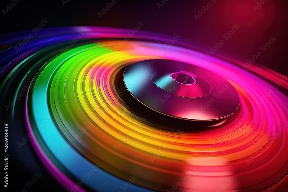 a colorful disc with a black background and a black background with a white circle and a rainbow colored disc with a black background and a white circle. generative ai a colorful disc with a black background and a black background with a white circle and a rainbow colored disc with a black background and a white circle. generative ai
