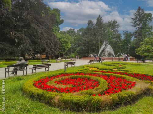 Park Casimir the Great (Kazimierza Wielkiego) with a Deluge Fountain (Fontanna Potop) in Bydgoszcz, Poland