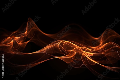  a black background with orange and red lines of smoke in the middle of the image and a black background with orange and white lines in the middle of the image. generative ai