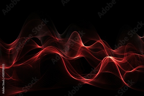  a black background with a red wave of light in the middle of the image and a black background with a red wave of light in the middle of the image. generative ai