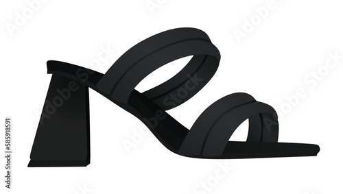 Black modern heel sandal. vector illustration