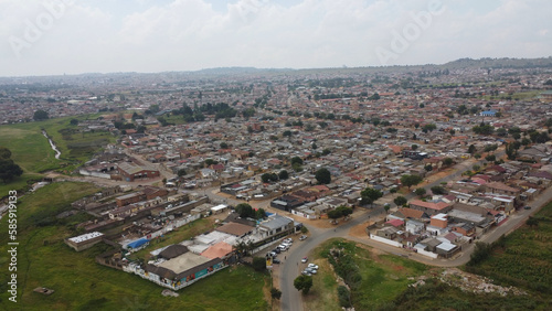 aerial view of soweto township situated in johannesburg, south africa