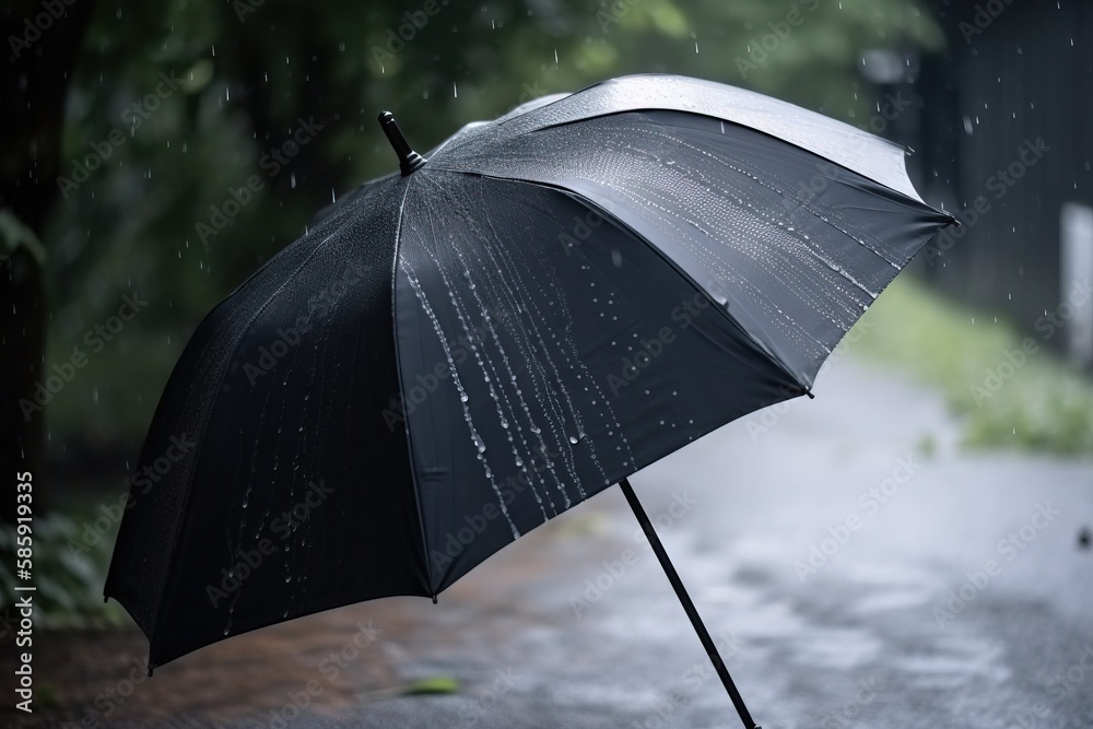 a person holding an umbrella in the rain on a rainy day in the rain