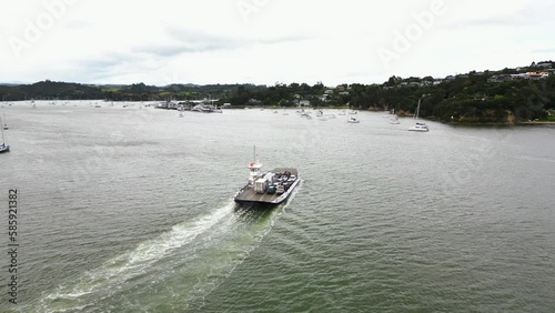Wallpaper Mural Aerial orbiting shot of a ferry carrying vehicles from Russel to Paihia in the Bay of islands New Zealand Torontodigital.ca