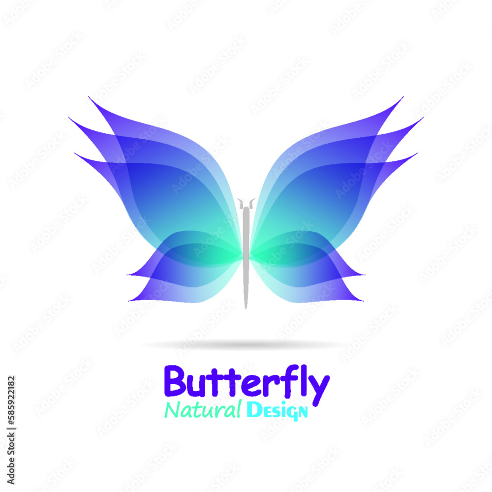 Watercolor butterfly in cartoon flat style. Beautiful abstract flying insects. Vector isolated on white