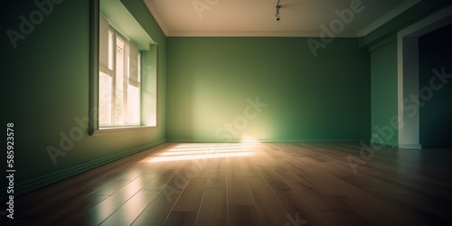 Minimalist Architecture Room: An Empty Room with a Bright Wooden Floor Background, GENERATIVE AI
