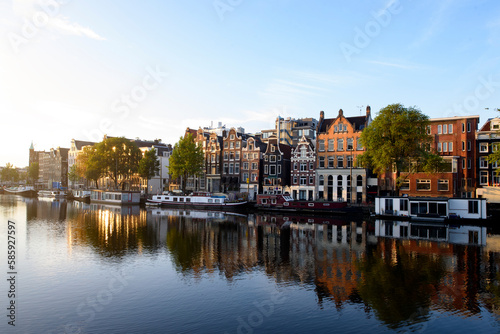 Amsterdam Netherlands dancing houses over river