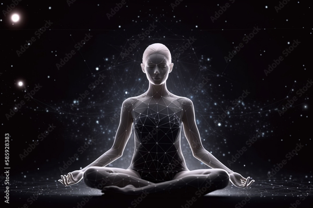 Person meditating in yoga pose. Genetive AI