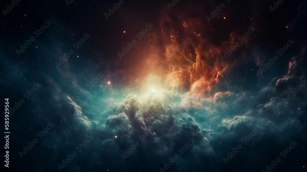Nebula and galaxies in space. Abstract cosmos background. Generative ai