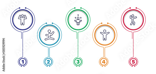 set of feeling and reaction thin line icons. feeling and reaction outline icons with infographic template. linear icons such as amazed human, confused human, amazing human, silly excited vector.
