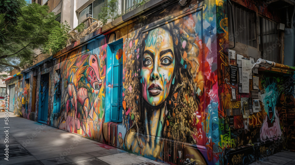 Fototapeta premium graffiti on the wall generative ai