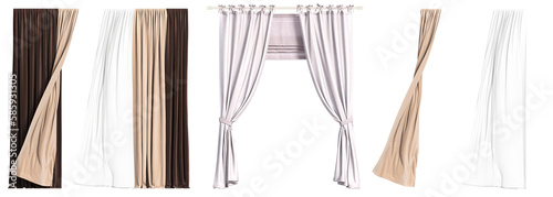 curtain isolated on a transparent background, interior decorations, 3D illustration, cg render
 photo