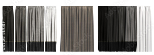 curtain isolated on a transparent background, interior decorations, 3D illustration, cg render 