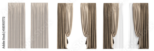 curtain isolated on a transparent background, interior decorations, 3D illustration, cg render 