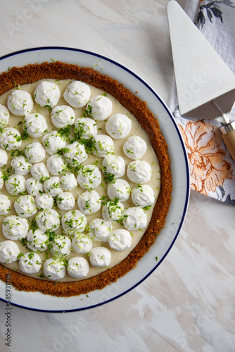 Key Lime Pie, whole, with pie server