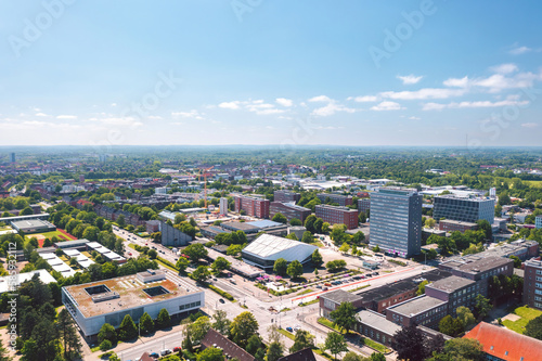 Aerial summer view of Kiel University area, Germany