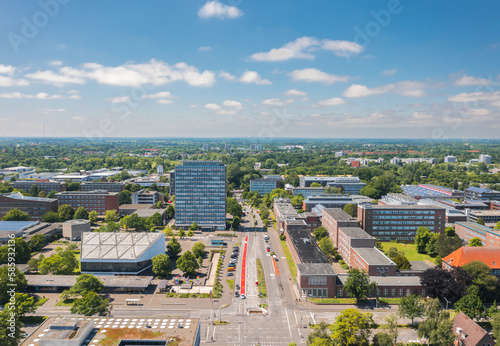 Aerial summer view of Kiel University area, Germany © uslatar