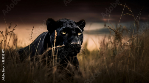 Black Panther in Savanna