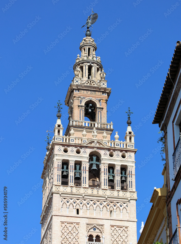 Bell tower of Sevilla Cathedral in Spain