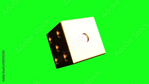 The golden cube rotates on a green background. 4k loop video