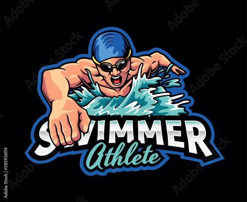 Swimmer Athlete Mascot Logo Design
