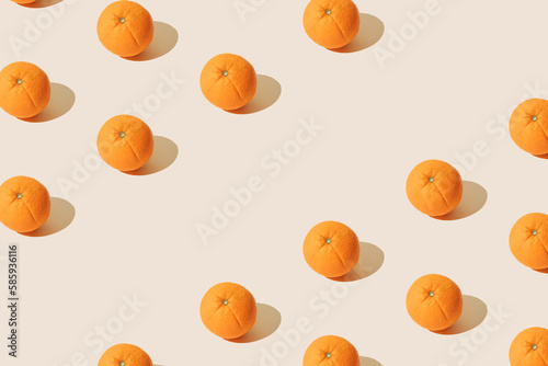 Fototapeta Naklejka Na Ścianę i Meble -  Arranged orange on a white background. Pattern. Copy space.