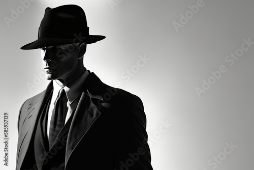 serious man with hat in dark suit with white shirt and career tie created with Generative AI technology