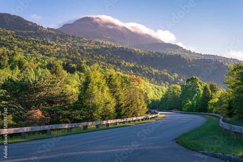 Beautiful scenery Grandfather Mountain from Blue Ridge Parkway, North Carolina. photo