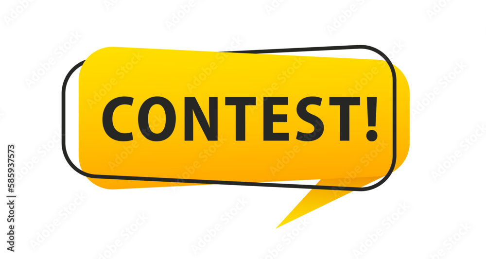 Contest. Origami style speech bubble banner. Sticker design template with Outlet text. Vector EPS 10. Flat style. Isolated on white background. Vector illustration