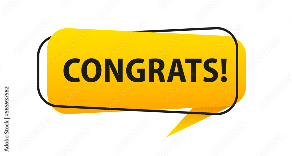 Congrats. Origami style speech bubble banner. Sticker design template with Outlet text. Vector EPS 10. Flat style. Isolated on white background. Vector illustration Congrats. Origami style speech bubble banner. Sticker design template with Outlet text. Vector EPS 10. Flat style. Isolated on white background. Vector illustration