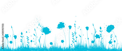 sfondo, fiori, piante, primavera, campo fiorito, pennellate di colore photo