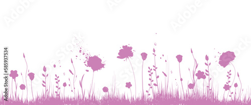 sfondo, fiori, piante, primavera, campo fiorito, pennellate di colore