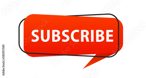 Subscribe. Origami style speech bubble banner. Sticker design template with Outlet text. Vector EPS 10. Flat style. Isolated on white background. Vector illustration