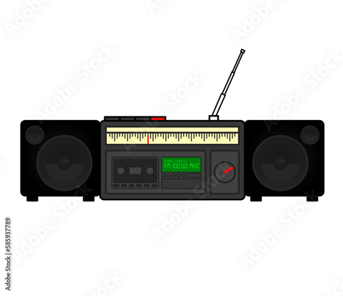 Vintage radio with two speakers and subwoofer vector illustration