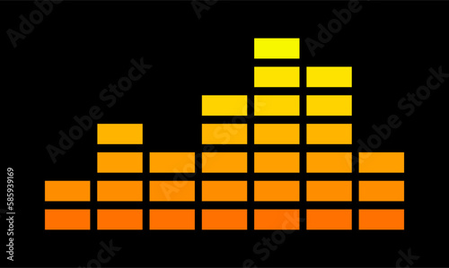 Music equalizer. Digital equalizer. Colorful equalizer between shades of yellow and orange.