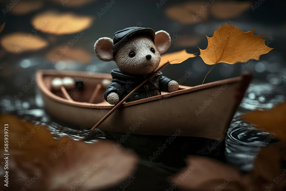 Mouse in the boat floats on an autumn pond, mouse dressed like a sailor on  his boat, cartoon mouse clothes in the boat, generative ai Stock  Illustration | Adobe Stock