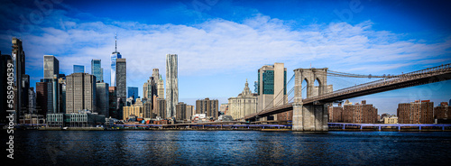 Panorama of Manhattan  New York City Skyline with Brooklyn Bridge