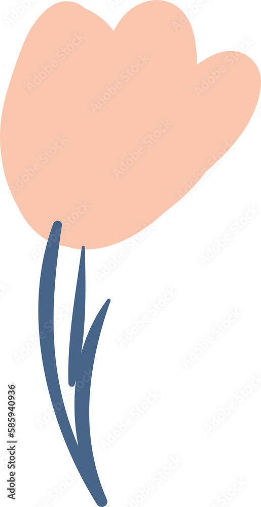 Hand drawing of a simple tulip flower, drawn in the form of a spot with lines. Hand drawing of a simple tulip flower, drawn in the form of a spot with lines.