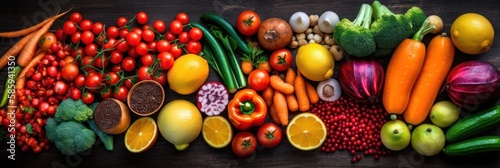 Vegan food backgrounds large group of fruits and vegetables © PixDreams
