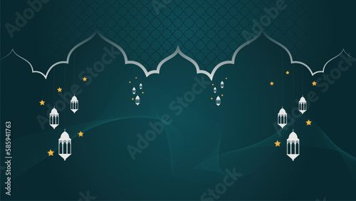 Islamic background with lanterns and mosque. Design concept of ramadan kareem, mawlid, iftar,isra and miraj or eid al fitr adha