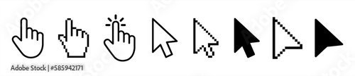 Vector cursors icons click set. Vector illustration.