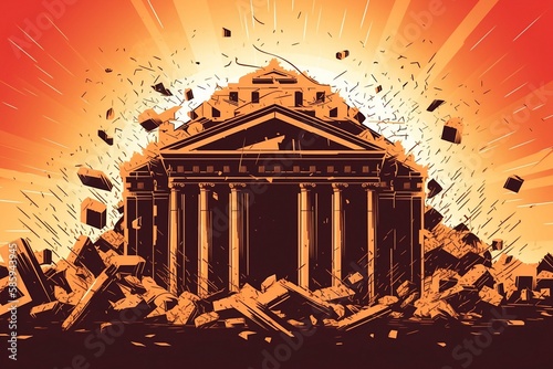 bank collapse illustration concept- generative ai