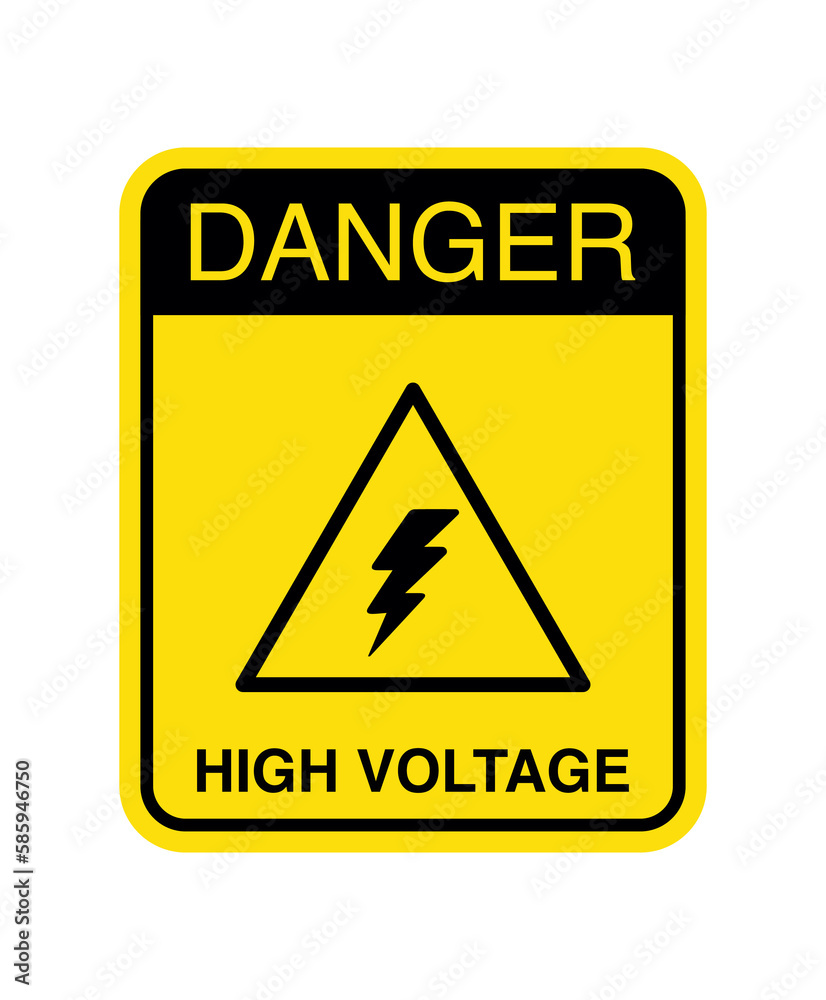 Danger Electrical Hazard Sign With Text, danger high voltage sign, high