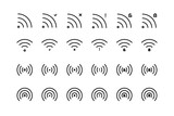Wifi cellular wireless signal icon set with adjustable line weight